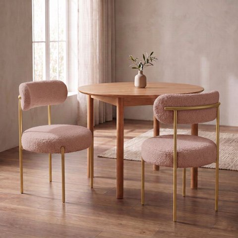 Cadeira Sala de Jantar Margara Kit 2 Aço Dourado Bouclê Ted D03 - D'Rossi