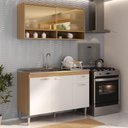 Ver imagem 1 de Kit Armário Cozinha Compacta 120cm com Balcão para Pia Paris Multimóveis MP2232 Rustic/Branco