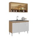 Ver imagem 2 de Kit Armário Cozinha Compacta 120cm com Balcão para Pia Paris Multimóveis MP2232 Rustic/Branco