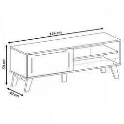 Rack para TV Até 60 Polegadas Lotus 1 Porta Carvalho/Off White - Artely Móveis - 4