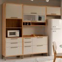 Ver imagem 1 de Armário de Cozinha Modulada com Balcão e Tampo 7 Portas 5 Gavetas Ágata 100% Mdf Vidro Reflecta Amên