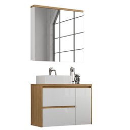 Gabinete de Banheiro 90cm com Cuba e Armário Ref 920 Cewal - Itapuã/branco - 3
