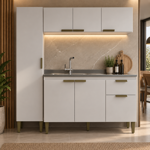 Cozinha Compacta Alana 3 Peças com Paneleiro Branco - J Carvalho