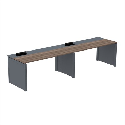 Mesa de Plataforma Simples para 2 Pessoas Corporativa 150x792/2P PSCPP150/792/2P Marrom e Cinza