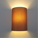 Ver imagem 2 de Arandela Meia Cana Retro Md-2003 Cúpula em Tecido 25-18x10cm Palha - Bivolt