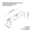 Ver imagem 3 de Mesa de Plataforma Simples para 2 Pessoas Corporativa 160x792/2p Pscpp160/792/2p