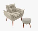 Ver imagem 1 de Kit 01 Poltrona Opala Decorativa Suede + 01 Puff Redondo Decorativo