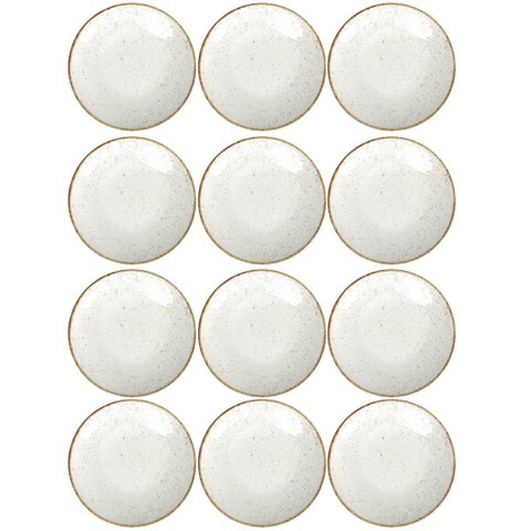 Conjunto 12 Pratos de Porcelana Tramontina para Sobremesa 21cm Rústicos Decorados Marrom