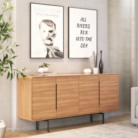 Buffet para Sala de Jantar 4 Portas Otto Espresso Móveis Marrom/Freijó/Preto
