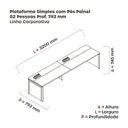 Ver imagem 3 de Mesa de Plataforma Simples para 2 Pessoas Corporativa 160x792/2P PSCPP160/792/2P Cinza/Branco