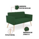 Ver imagem 3 de Kit 1 Sofá Namoradeira e 1 Poltrona Elisa Veludo Pés Palito Natural - D'Rossi Cor Verde
