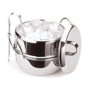Balde de Gelo Inox Conservação Térmica com Pinça Pegador 2,5 Litros Baldinho Bar Festa Cooler