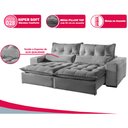 Ver imagem 3 de Sofá 2 Lugares Máximo Retrátil e Reclinável 2,00 Metros Suede Cinza Claro