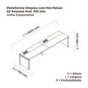 Ver imagem 3 de Mesa de Plataforma Simples para 2 Pessoas Corporativa 110x792/2p Pscpp110/792/2p