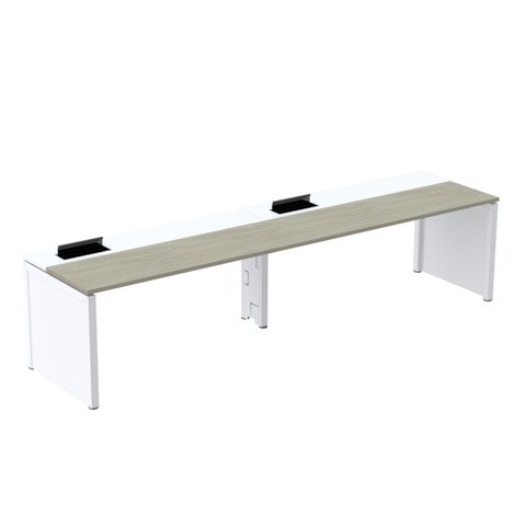 Mesa de Plataforma Simples para 2 Pessoas Corporativa 110x792/2P PSCPP110/792/2P Bege/Nogueira Casablanca/Branco