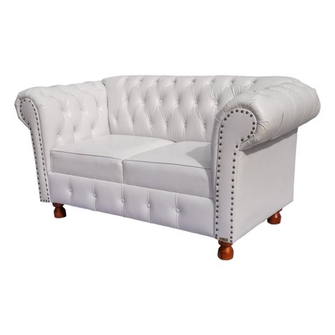 Sofa 1.80 Luiz XV Chesterfield Capitone Corano Branco