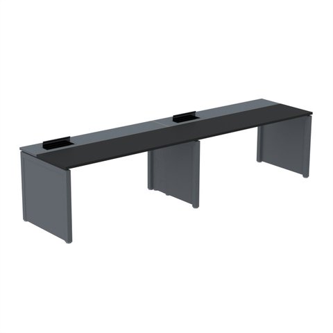 Mesa de Plataforma Simples para 2 Pessoas Corporativa 160x792/2P PSCPP160/792/2P Preto e Cinza