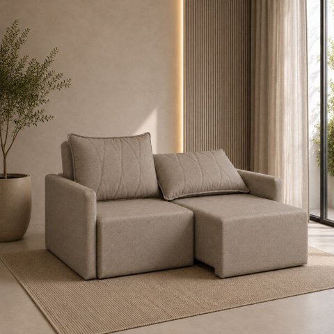Sofá Cama Dubai Retratil e Reclinavel 3 Lugares em Linho Sofatec