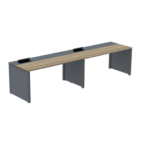 Mesa de Plataforma Simples para 2 Pessoas Corporativa 110x792/2P PSCPP110/792/2P Marrom e Cinza