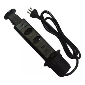 Torre de 2 Tomadas e 2 Usb Sistema Click Preto Renna