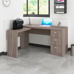 Conjunto Escritório Completo Com 2 Mesas em L e 6 Gavetas Cor: Carvalho - 3