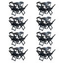 Ver imagem 1 de Kit 8 Jogos De Mesa Com 4 Cadeiras De Madeira Dobravel 60X60 - Preto - Preto
