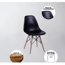 Ver imagem 3 de Mesa Industrial Base Ferro Cobre em V Tampo 110cm Preto 4 Cadeiras Eames Madeira Assento Preto