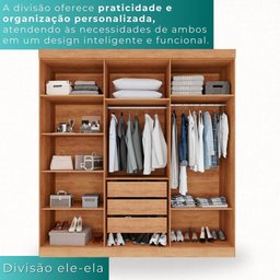 Guarda-roupa Solteiro 6 Portas 3 Gavetas Espanha - Mais Móveis Cor Cinamomo/off-white - 9