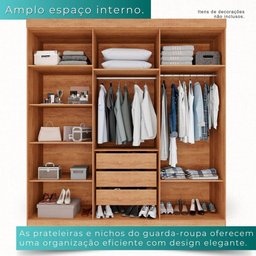 Guarda-roupa Solteiro 6 Portas 3 Gavetas Espanha - Mais Móveis Cor Cinamomo/off-white - 8