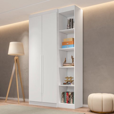 Guarda-Roupa Modulado 2 Portas 2 Gavetas 4 Prateleiras Estante Versatille Yescasa