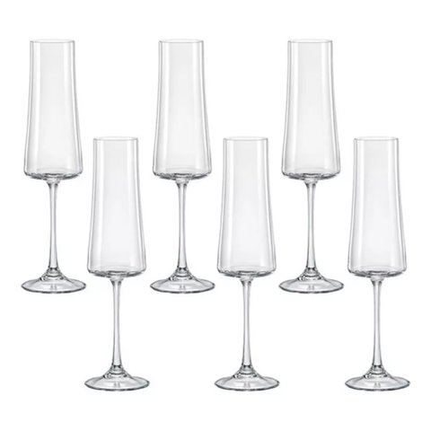 Jogo de 6 Taças para Champanhe em Cristal Ecológico Xtra 210ml - Bohemia