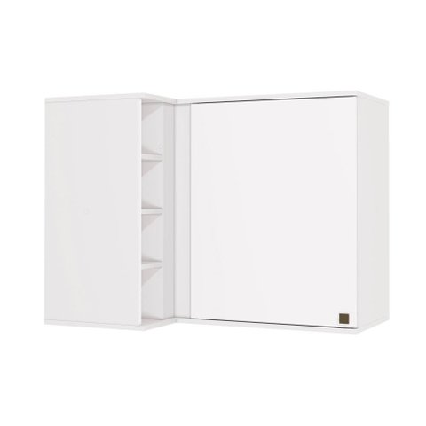 Armário Aéreo de Canto Reto Celeste Kappesberg 100% Mdf 1 Porta 4 Nichos Branco 98cm