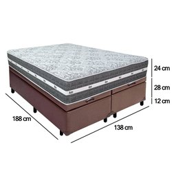 Cama Box Baú Casal Bipartido Sintético + Colchão Anjos Black Graphite Molas Ensacadas 138x188x64cm C - 4