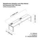Ver imagem 3 de Mesa de Plataforma Simples para 2 Pessoas Corporativa 130x792/2P PSCPP130/792/2P Marrom/Walnut/Cinza