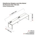 Ver imagem 3 de Mesa de Plataforma Simples para 2 Pessoas Corporativa 110x792/2p Pscpp110/792/2p