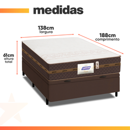 Cama Box Casal Baú Colchão Gazin Molas Flora Marrom / Branco - 3