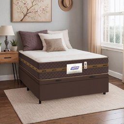 Cama Box Casal Baú Colchão Gazin Molas Flora Marrom / Branco - 2