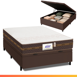 Cama Box Casal Baú Colchão Gazin Molas Flora Marrom / Branco - 1