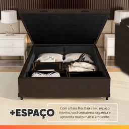 Cama Box Casal Baú Colchão Gazin Molas Flora Marrom / Branco - 11 Cama Box Casal Baú Colchão Gazin Molas Flora Marrom / Branco - 11