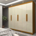 Ver imagem 1 de Guarda-Roupa Casal 6 Portas com Pés Império Marrom/Marrome/Off White