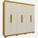 Ver imagem 3 de Guarda-Roupa Casal 6 Portas com Pés Império Marrom/Marrome/Off White