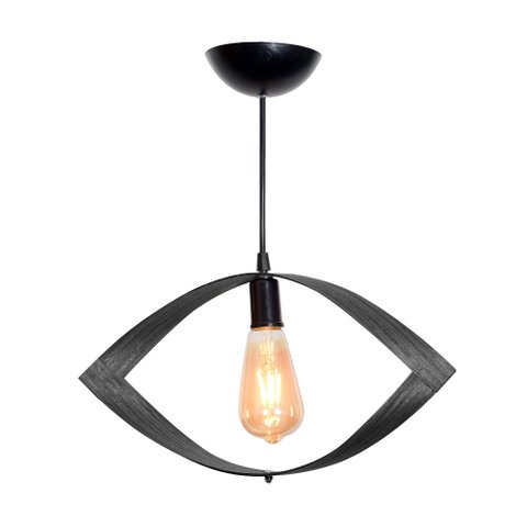 Kit 3 Pendente Ultraleve Poptem Íris Madeira preto lustre 40cm luminária teto interno quarto sala