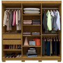 Ver imagem 2 de Guarda-Roupa Casal 6 Portas com Espelho com Pés Império Marrom/Marrome/Off White