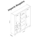 Ver imagem 4 de Guarda-Roupa Casal 6 Portas com Espelho com Pés Império Marrom/Marrome/Off White