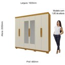 Ver imagem 5 de Guarda-Roupa Casal 6 Portas com Espelho com Pés Império Marrom/Marrome/Off White