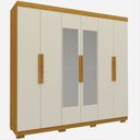 Ver imagem 3 de Guarda-Roupa Casal 6 Portas com Espelho com Pés Império Marrom/Marrome/Off White