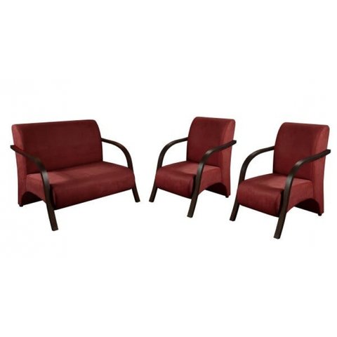 Conjunto Vênus Pés Madeira 1 Namoradeira 2 Poltronas Bordô