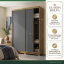 Ver imagem 2 de Guarda-Roupa MDF Solteiro Doha Intense 1,6 m 2 Portas de Correr Moderno Espaçoso Quarto Elegante: na