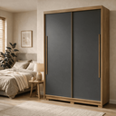 Ver imagem 1 de Guarda-Roupa MDF Solteiro Doha Intense 1,6 m 2 Portas de Correr Moderno Espaçoso Quarto Elegante: na