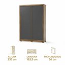 Ver imagem 3 de Guarda-Roupa MDF Solteiro Doha Intense 1,6 m 2 Portas de Correr Moderno Espaçoso Quarto Elegante: na